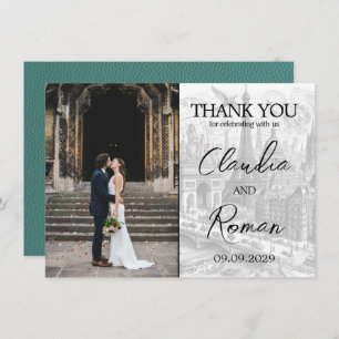 Turquoise Paris Passport Dankeskarte