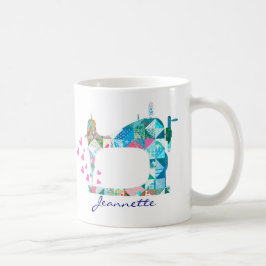 Turquoise Patchwork Quilt Nähmaschine Kaffeetasse
