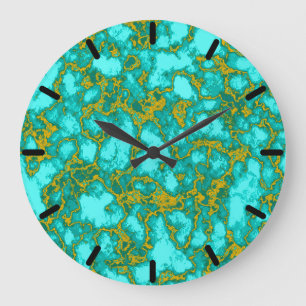 Turquoise Pattern Große Wanduhr