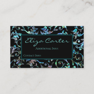 Turquoise Pearl Floral Business Card Visitenkarte