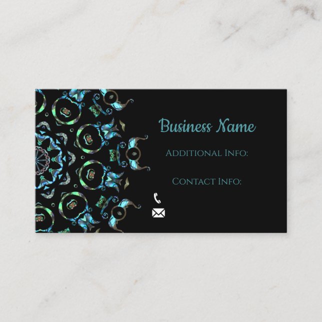 Turquoise Pearl Mandala Business Card Visitenkarte (Vorderseite)