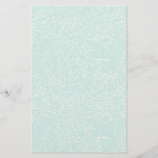 Turquoise-Peony-Muster Briefpapier (Vorderseite)