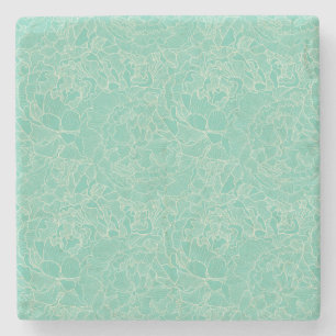 Turquoise-Peony-Muster Steinuntersetzer