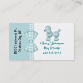 Turquoise Poodle Dog Groomer Business Card Visitenkarte