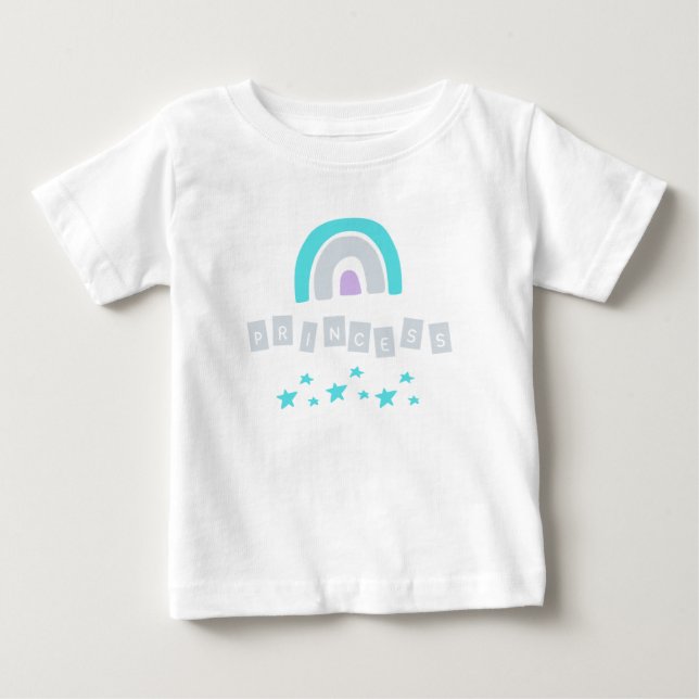 Turquoise Rainbow Princess Stars Baby Girl T - Shi T-shirt (Vorderseite)