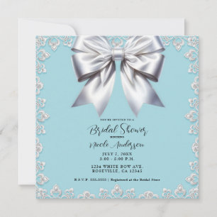 Turquoise Robin's Egg Blue Big White Bow Bridal Einladung