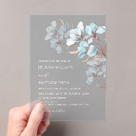 Turquoise Rose Gold Artistic Flowers  Invitation Acryleinladungen