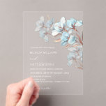Turquoise Rose Gold Artistic Flowers  Invitation Acryleinladungen<br><div class="desc">A modern and elegant wedding invitation featuring beautiful layered paper flowers in soft blue tones on a white transparent background. The delicate 3D effect and airy composition create a sophisticated look for your special day. Fully customizable for your unique celebration.</div>