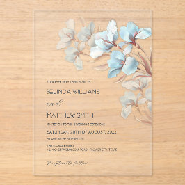 Turquoise Rose Gold Artistic Flowers  Invitation Acryleinladungen