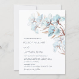 Turquoise Rose Gold Artistic Flowers  Invitation Einladung