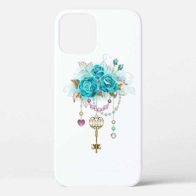 Turquoise Roses with Keys Case-Mate iPhone Hülle (Rückseite)
