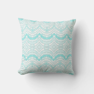 Turquoise Scallops N' Stripes Theme Kissen