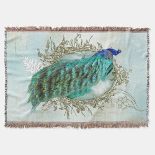 Turquoise Shabby Peacock Decke
