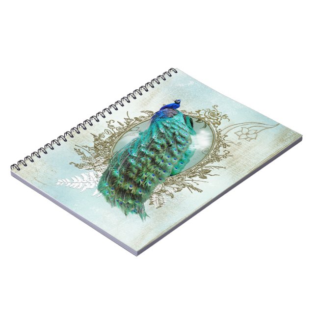Turquoise Shabby Peacock Notizblock (Linke Seite)