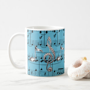 Turquoise Sheet Music & Silver Musiknotens Tasse