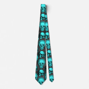 Turquoise Skulls and Sunflower Series Design 1 Krawatte