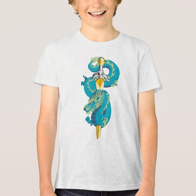 Turquoise Sky Dragon Emblem Tri-Blend Shirt (Vorderseite)