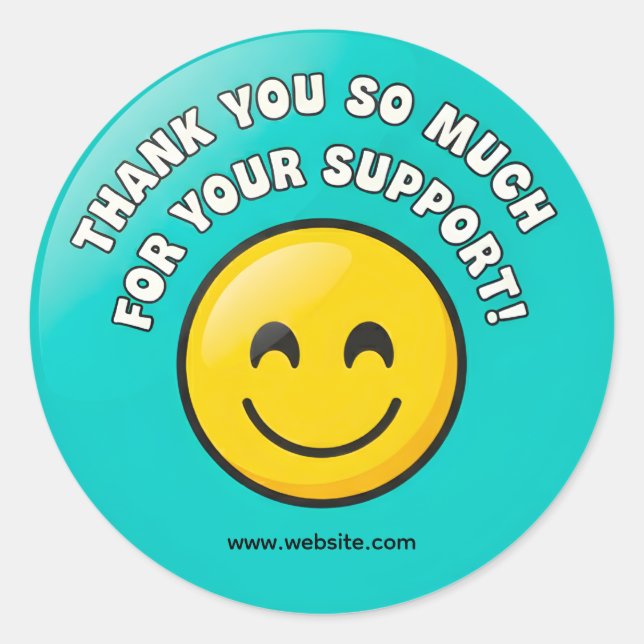 Turquoise Smiley Thank You Business Sticker  (Vorderseite)