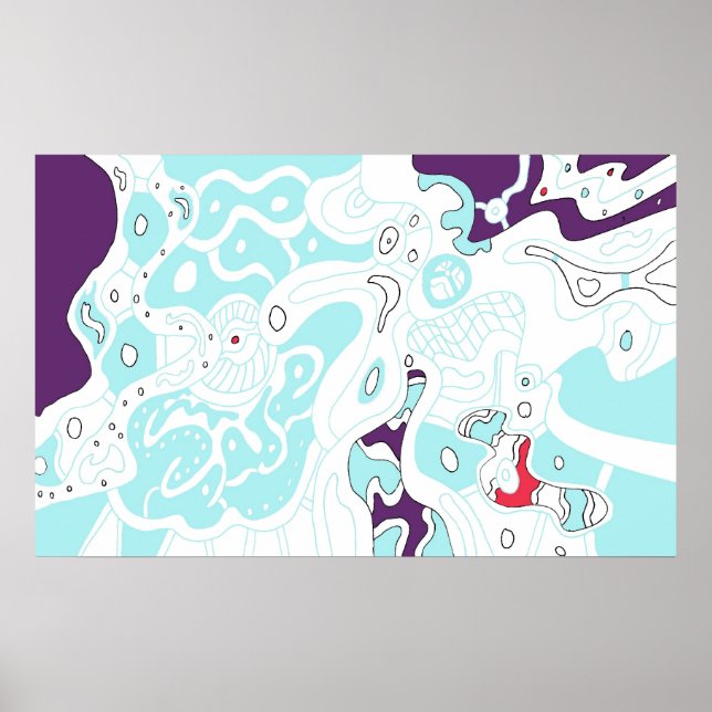 "Turquoise Space" Digitales Abstraktes Kunstposter Poster (Vorne)