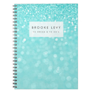 Turquoise Sparkle Personalisiert Journal-Notebook Notizblock