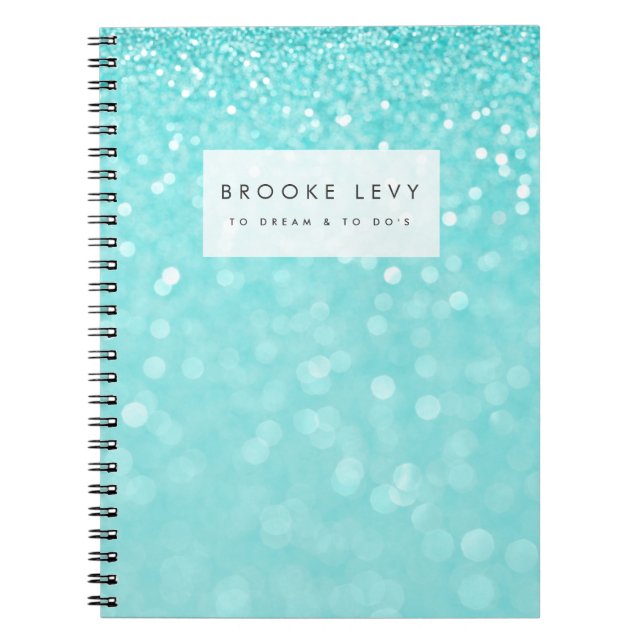 Turquoise Sparkle Personalisiert Journal-Notebook Notizblock (Vorderseite)