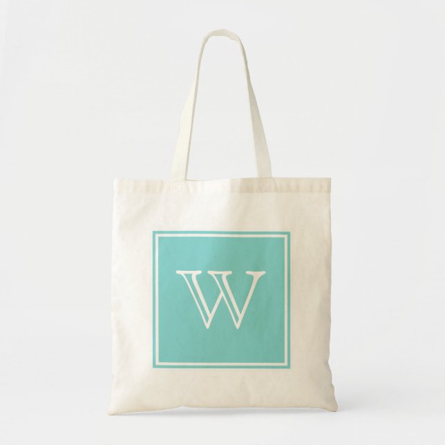 Turquoise Square Monogram Toag Tragetasche (Vorne)