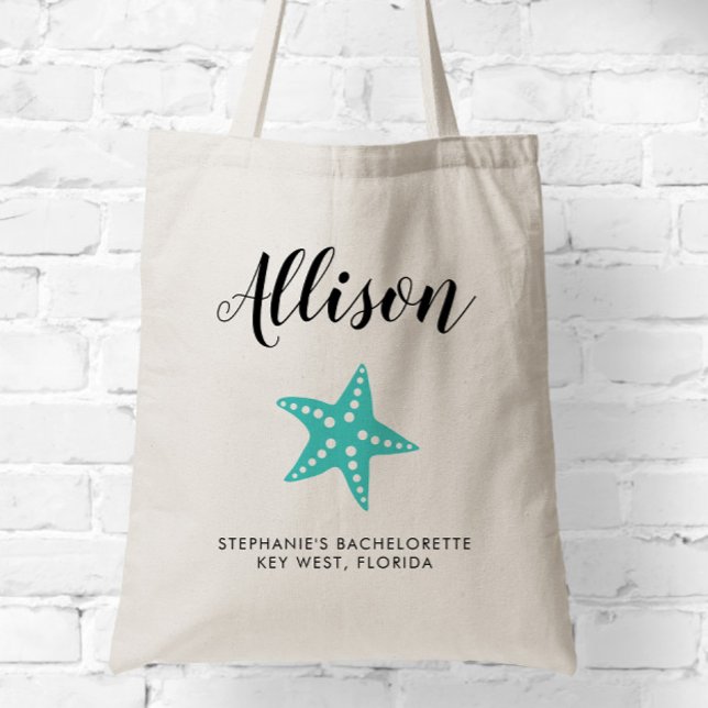 Turquoise Starfish Bridesmaid Tote Bag für Hochzei Tragetasche (Von Creator hochgeladen)