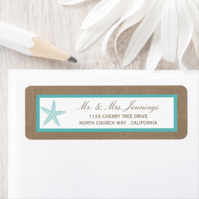 Turquoise Starfish Burlap Beach Wedding Collection (Insitu)