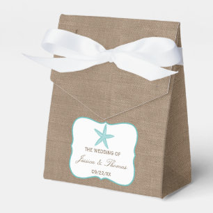 Turquoise Starfish Burlap Beach Wedding Collection Geschenkschachtel