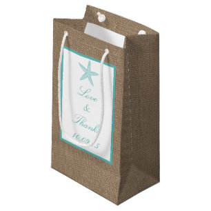 Turquoise Starfish Burlap Beach Wedding Collection Kleine Geschenktüte