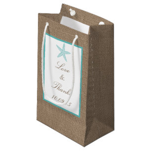 Turquoise Starfish Burlap Beach Wedding Collection Kleine Geschenktüte