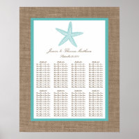 Turquoise Starfish Burlap Beach Wedding Collection