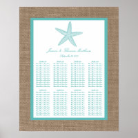 Turquoise Starfish Burlap Beach Wedding Collection