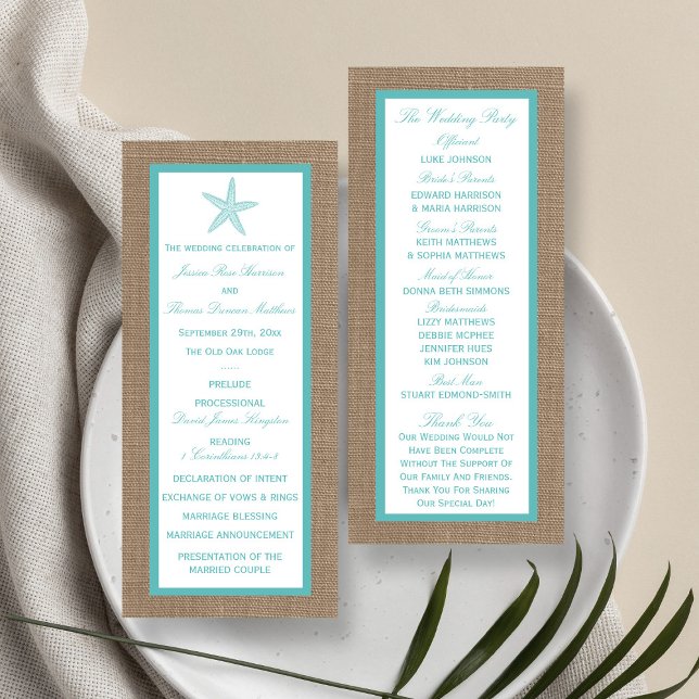 Turquoise Starfish Burlap Beach Wedding Collection Programm (Von Creator hochgeladen)