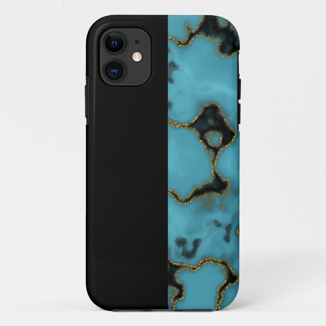Turquoise Stone Gold und Black Case-Mate iPhone Hülle (Rückseite)