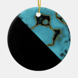Turquoise Stone Gold und Black Keramik Ornament