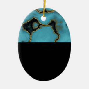 Turquoise Stone Gold und Black Keramik Ornament
