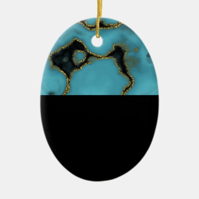 Turquoise Stone Gold und Black Keramik Ornament (Vorne)