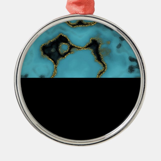 Turquoise Stone Gold und Black Ornament Aus Metall (Vorne)