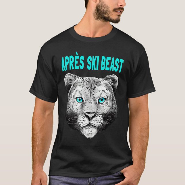 Turquoise Style Apres Ski Snow Leopard T-Shirt (Vorderseite)
