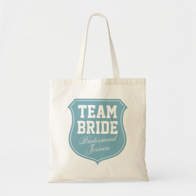Turquoise Team Bride Tote Taschen für Hochzeitsfei (Vorne)