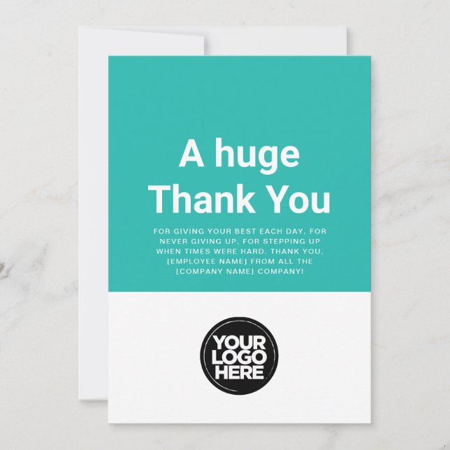 Turquoise Thank You Employee Appreciation Card Einladung (Vorderseite)