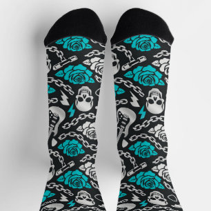 Turquoise-Totenkopf-Soundwave-Crew-Socke Socken