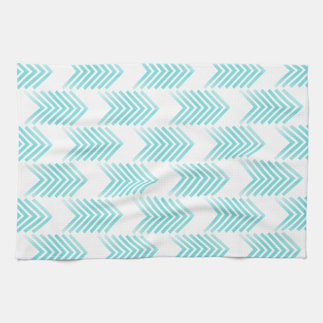 Turquoise Tribal Arrow-Muster Handtuch (Horizontal)