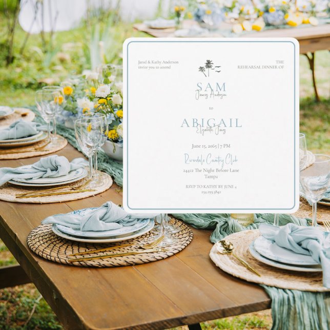 Turquoise Tropics Rehearsal Dinner White Square Einladung (Von Creator hochgeladen)