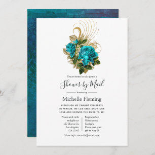 Turquoise und Gold Baby oder Brautparty per Mail Einladung