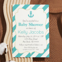 Turquoise und Gold Nautical Baby Dusche Einladung