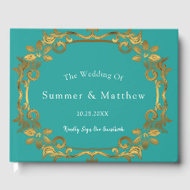 Turquoise und Gold Wedding Guest Book Gästebuch