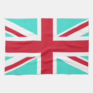 Turquoise und Red Union Jack Geschirrtuch