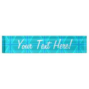 Turquoise Union Jack British Flag Design Namensplakette